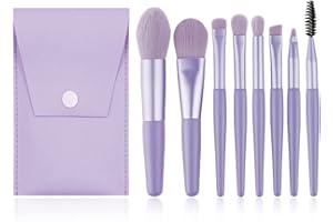 ACONDE Schminkpinsel, Make up Pinsel Set mit Aufbewahrungsbeutel, Foundation Pinsel, Lidschattenpinsel, 8 Pinsel, Violett