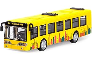 MaSif Bus Giocattolo,Modellino Bus Giocattolo per Bambini, Carroattrezzi Giocattolo per Bambini,Giocattolo di Mini Autobus Decorazione Auto Per Uso in Vari Contesti - Giallo