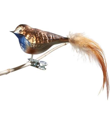 Décoration De Noël Lauscha - Oiseau En Verre Et Cristal - Argent/Vert - Fait Main - NEUF