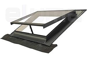 ELUMA Claraboya - Ventana para tejado "BASIC VASISTAS" Made in italy / Tragaluz por el acceso al techo / Tapajuntas incluido (55x45 Base x Altura)