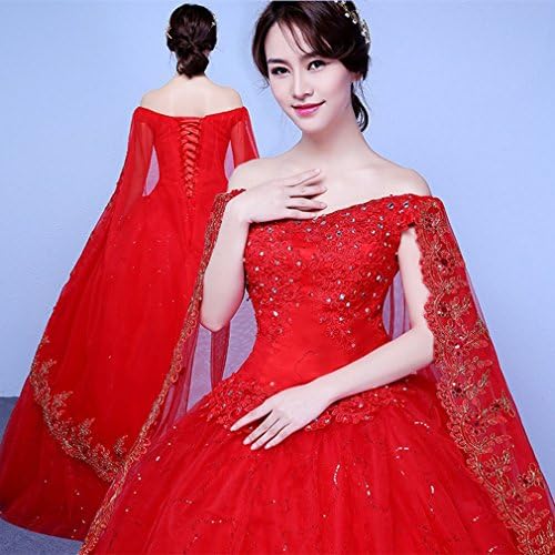 Wedding Dress Bride Word Shoulder Wedding Dress Big Size Wedding Dress Was Thin Princess Princess Puff Skirt Wedding Dress,B,M