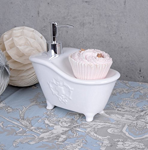 Vintage Seifenspender Shabby Chic nachfüllbar Spender Weiss Wanne Palazzo Exclusiv - 4