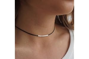 Clataly Black Leather Cord Necklace Adjustable Choker Necklace Jewelry for Women and Girls