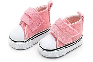 Aeromdale Puppe Leinwand Schuhe Einfarbig 5cm Puppe Schuhe mit Klebeband für 20cm Puppe Mädchen Spielzeug Geschenk - Rosa - 1 Paar