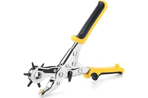 Gunpla Heavy Duty Leather Hole Punch Revolving Craft Puncher Hole Tool Punch Plier Grip Brass Pad, Screwdriver Grinding Rod for Saddle, Watch Strap, Shoe, Fabric, Multi Sized Belt Hole Puncher