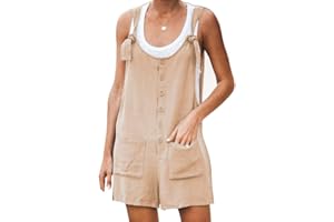 Chickwin Elegante Verano Monos de Mujer Cortos Casual Color Sólido Jumpsuits, Talla Grande Moda Baggy Playa Petos de Pantalón Corto con Bolsillos Fiesta Overoles