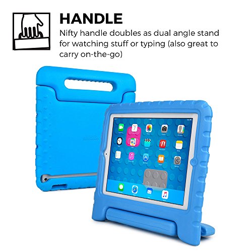 iPad 4 3 2 hülle fur kinder, COOPER DYNAMO Beanspruchbare, strapazeirfähige, robuste, gepolsterte Hartschalenhülle mit integriertem Griff, Standfunktion & durchsichtigem Displaysschutz (Blau) - 4