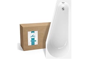 Calmwaters® Raumsparende Eckbadewanne 160x70 cm, Acrylwanne Essential Small, platzsparende Badewanne in linker Ausführung, Maße 160 x 70 cm, Eck-Badewanne in Weiß, 02SL3328