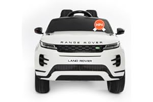 BABYCAR Range Rover Evoque Full Optional avec écran Tactile Mp4, siège en Cuir, Voiture Electrique Enfants avec Licence 12 V Batterie télécommande 2,4 GHz Ports ouvrables (Blanc)