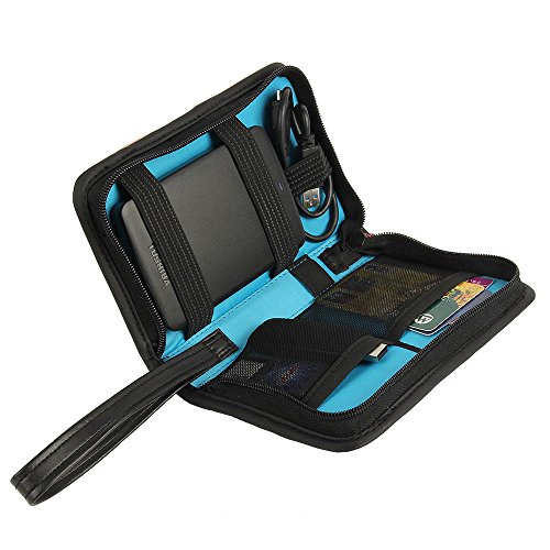 Teckone Tragbare Universal Reise Organizer Tasche Case Bag für Elektronische Zubehör (Externe Festplattengehäuse, Energienbank, USB Kabel, Eine Speicherkarte,Netzteil) – klein - 3
