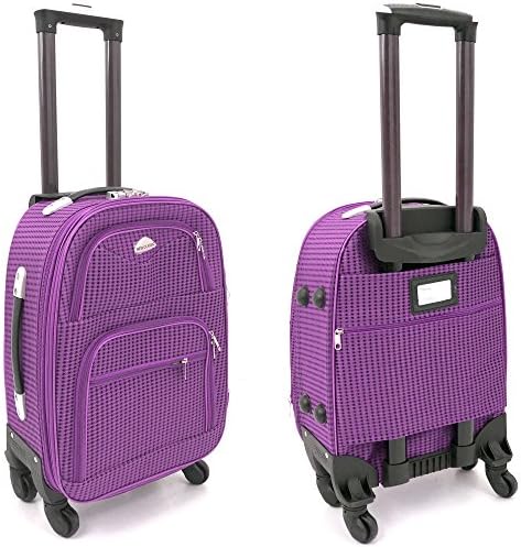 Lightweight Expanding 4 Wheel Spinner Trolley Case 360 degree Luggage - Available in 4 sizes and 6 colours (Carry-On 19", Purple)