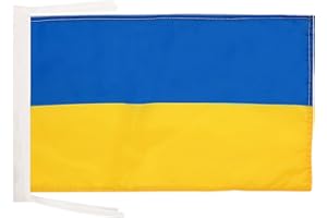AZ FLAG - Ukraine Flag - 18'' x 12'' - 100% Polyester Ukrainian Small Banner with Two Cords - Fade Resistant - Vivid Colors - 18x12 in - 45x30 Cm