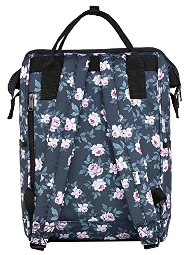 HotStyle DISA Fashion Blumen Damen Laptop Rucksack 14 zoll  44x27x17cm  - Rose Grau