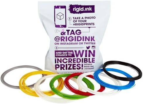 rigid.ink – The Most Reliable ABS Filament 1.75mm for 3D Printing and Pens *0.03mm+/- Tolerance* 8pc 10m/35g Filament Samples in Black, White, Natural, Grey, Red, Green, Blue and Yellow (80m total)