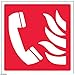 Produktbild vsafety 13014 am-s Fire Equipment Zeichen, Fire Phone Logo, selbstklebend, quadratisch, 150 mm x 150 mm, rot