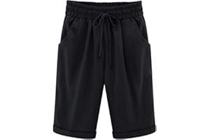 Rayson Short Bermuda Femme d'Été Léger Pantalon Court en Coton avec Poches et Cordon Élastique Décontracté Femme Short de Jogging Vacance