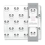 SwaddleDesigns X-Large Muslin Swaddle Blanket, Panda (Black)