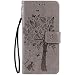 Produktbild iPhone 7 Plus / 8 Plus Hülle, Chreey Prägung [Katze Baum] Muster PU Leder Hülle Flip Case Wallet Cover mit Kartenschlitz Handyhülle Etui Schutztasche [Grau]