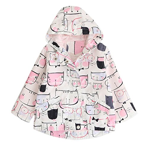 Preisvergleich Produktbild Kinder Mädchen Cartoon Kapuzenmantel Jacke Warme Reißverschluss Trench Outwear Kleidung (3T, Rosa)