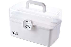 Bailonda Contenitore per medicinali, 3 livelli Scatola medicinali portatile, Multifunzionale, Grande cassetta medicinali in plastica, per la casa, all'aperto (Bianco)