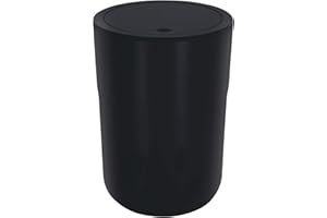 Spirella Cocco Designer Cosmetic Bin with Extra Ring for Rubbish Bags Pedal Bin Swing Lid Bin with Swing Lid 5 Litres (Diameter x Height) 19 x 26 cm Black