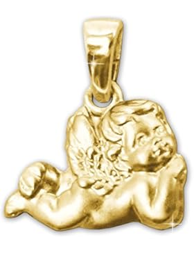 CLEVER SCHMUCK Goldener Anhänger Kleiner Babyengel liegend 9 x 13 mm seidenmatt 333 GOLD 8 KARAT im Etui