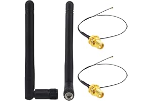 BOOBRIE Antenna WiFi 3dBi 2.4GHz 5.8GHz RP SMA Maschio Antenna+ 2 x 25 cm Cavo WiFi IPX IPEX MHF4 M.2 NGFF U.FL a RP SMA Femmina per Router di Rete Wireless