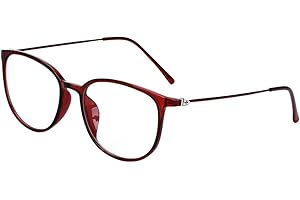 LONTG Retro Brille ohne stärke Student Slim-Brille Damen Herren Nerdbrille mit Klarer Linse Leichte Brillenfassung Modische Runde Dekobrille Streberbrille Unisex Lesebrille für Computer PC mit Brillenetui