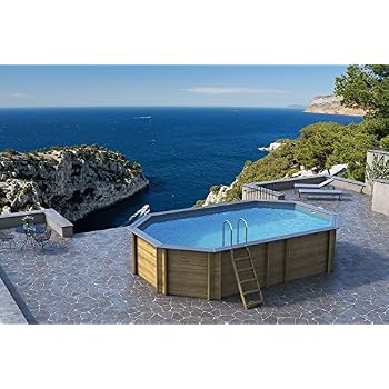 Piscine Bois Odysséa 840 Hauteur 133m Liner Gris Clair