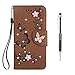 Price comparison product image Sony Xperia XZ1 Compact Case,Grandoin® [3D Handmade Bling Butterfly Series][Lifetime Warranty] Floral Bling Sparkly Diamonds Gems Butterfly Pattern Design Premium PU Leather Magnetic Flip Cover with Card Slots Holders & Hand Wrist Strap [Soft Silicone Inner] Bookstyle Wallet Case For Sony Xperia XZ1 Compact (Brown)