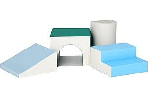 HOMCOM Baby Soft Play Set, 4 Piece Soft Play Equipment for Toddlers 12-36 Months, Climb and Crawl Foam Play, Kids Activity Play Toy, Multi-colored