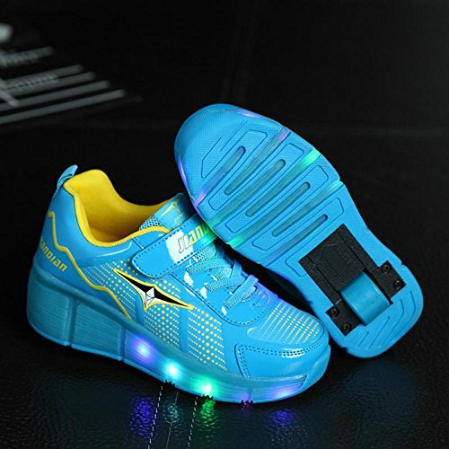 Mr.Ang Skateboard Schuhe mit LED 7 Farbe Farbwechsel Lichter blinken Räder SchuheTurnschuhe Jungen und Mädchen Flügel-Art Rollen Verstellbare neutral Kuli Rollschuh Schuhe - 4