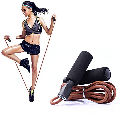 Profi Springseil Speed Rope Bold Leder Speed Skipping seilspringen seil Seilspringen Lederspringseil justierbar Speed Rope springseil sport fürs Boxen, Fitnesstraining, Double Unders, Crossfit für Kinder und Erwachsene