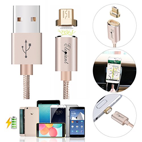 Magnetische USB Ladekabel Datenkabel, ELEGIANT verbesserte Version 1.2M Micro USB 2.0 Magnet Ladekabel Kabel Charger Lade Kabel Netzteil Adapter High Speed Sync und Schnellladekern mit LED Statusanzeige für Android Smart Handys Tablets Samsung galaxy NOTE 5 LG G4, G3, G2, Motorola Nexus 6 SONY Xperia Z3.Z2 usw (Nicht für Samsung GALAXY S6, S6 edge, S6 edge+, S7, Galaxy S7 Edge, Type C) - 2