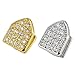 Produktbild ANLW Mikro-eingelegte Zircon Single Gold Braces Teeth Grillz Teeth Grills Rapper Jewelry Hip Hop 2 Pc