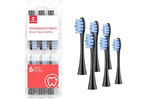 Oclean RECAMBIO del cabezal del cepillo de dientes, compatible con todos los mangos eléctricos Oclean, aprobado por la FDA (paquete de 6) - Negro, STB06