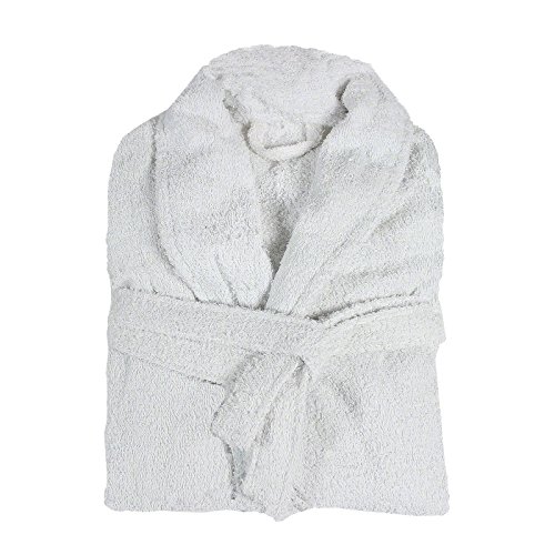 Preisvergleich Produktbild Bademantel Frottier aus 100% Baumwolle Morgenmantel Unisex Saunamantel - Flauschig weiches Frottier, Farbauswahl:Weiss, Wäschegröße:L