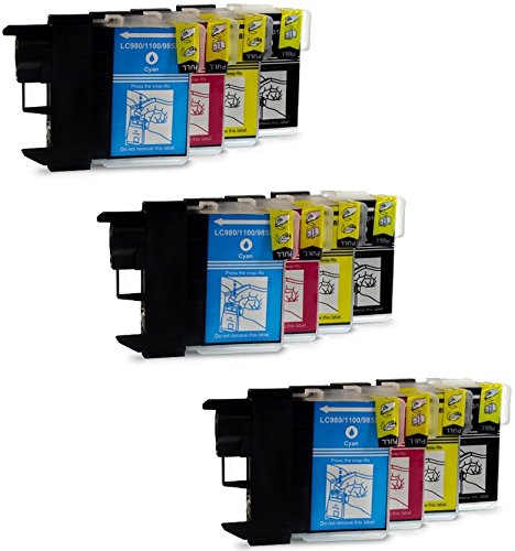 Prestige Cartridge LC1100/LC985 Pack de 12 cartuchos de tinta para Brother MFC/DCP Serie, negro/cian/magenta/amarillo
