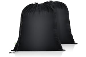 OTraki Laundry Bag con Coulisse 50 x 60 cm 2 Pezzi Sacco Portabiancheria Sporca Pieghevole Portatile Sacchetto Biancheria Sporca da Viaggio per Dormitorio Lavanderia Bagno Apartamento Camp Nero