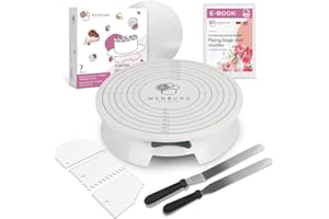 Wenburg Obrotowa patera na tort, zestaw do dekoracji tortów – płyta obrotowa z akcesoriami: palety kątowe, skrobak do ciasta, podkładka pod tort, e-book, talerz obrotowy do tortów i tortów (zestaw