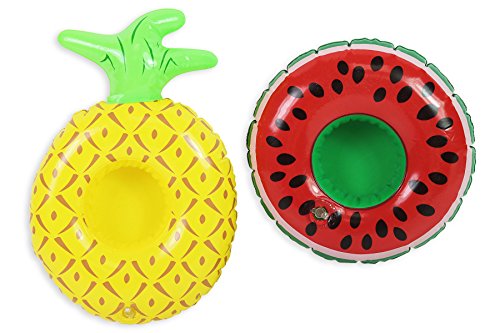 Preisvergleich Produktbild Aufblasbarer Getränkehalter / Becherhalter für Pool, Whirlpool, Badewanne, Ananas / Wassermelone / Flamingo, Sommer, treibt auf dem Wasser