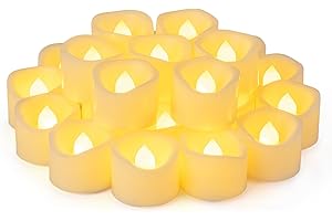 Yakpo 24 Pack 3.8cm x 3cm Battery Operated LED Tea Light Candles, Small Flameless Flickering Votive Candles, Electric Flicker Fake Tealights Bulk for Wedding Halloween Christmas Table Home Decorations