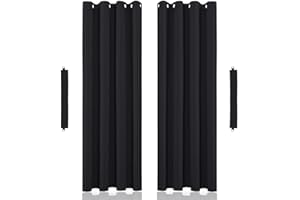 John Aird Eyelet Thermal Energy Saving Blackout Curtains Inc Tie Backs (Black, 117cm Width x 137cm Drop (46"x 54")