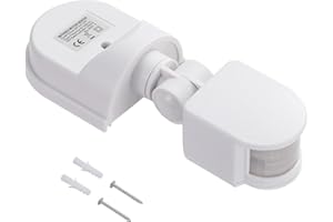 Greluma 1 pièce AC 220V-240V PIR capteur Infrarouge de Mouvement corporel détecteur de lumière,Interrupteur d'éclairage Domestique étanche IP44 extérieur avec Plage de détection de 180°