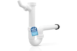 kör4u Siphon en plastique 1 1/2" x 40/50 mm - Bouchon d'odeur pour évier - Raccord machine - Manchon en caoutchouc - Tuyau de vidange