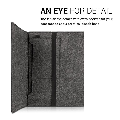 kwmobile Laptoptasche Filz Sleeve für 11″ 11,6″ Laptop / Tablet – Notebook Tasche Schutzhülle Laptop Case Hülle in Dunkelgrau mit Innentaschen Innenmaße: ca. 31,5 x 25 cm - 4