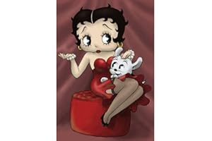 HUANNY Kit de peinture diamant 5D à faire soi-même pour adultes et enfants, peinture à strass ronds avec strass, point de croix, art diamant et pois (Betty Boop 30,5 x 40,6 cm)