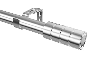 VENWEMONG Barras Cortinas Extensibles Barra de Cortina Longitud Ajustable Barra Cortinas con Terminales para Salón, Dormitorio(Plata, 180-260cm)(1 Pieza)