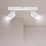 Ketom Lampada Faretti da Soffitto Orientabili, GU10 Faretti LED da Soffitto Bianco, Moderna Plafoniera LED Faretti 2 Luce, Fa