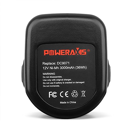 2x POWERAXIS 12V 3,0Ah NIMH Ersatzakku für Dewalt DE9074 DE9075 DE9071 DE9501 DC9071 DE9037 DE9072 DW9071 DW9072 EZWA49 EZWA60 EZWA61 152250-27 397745-01 - 7